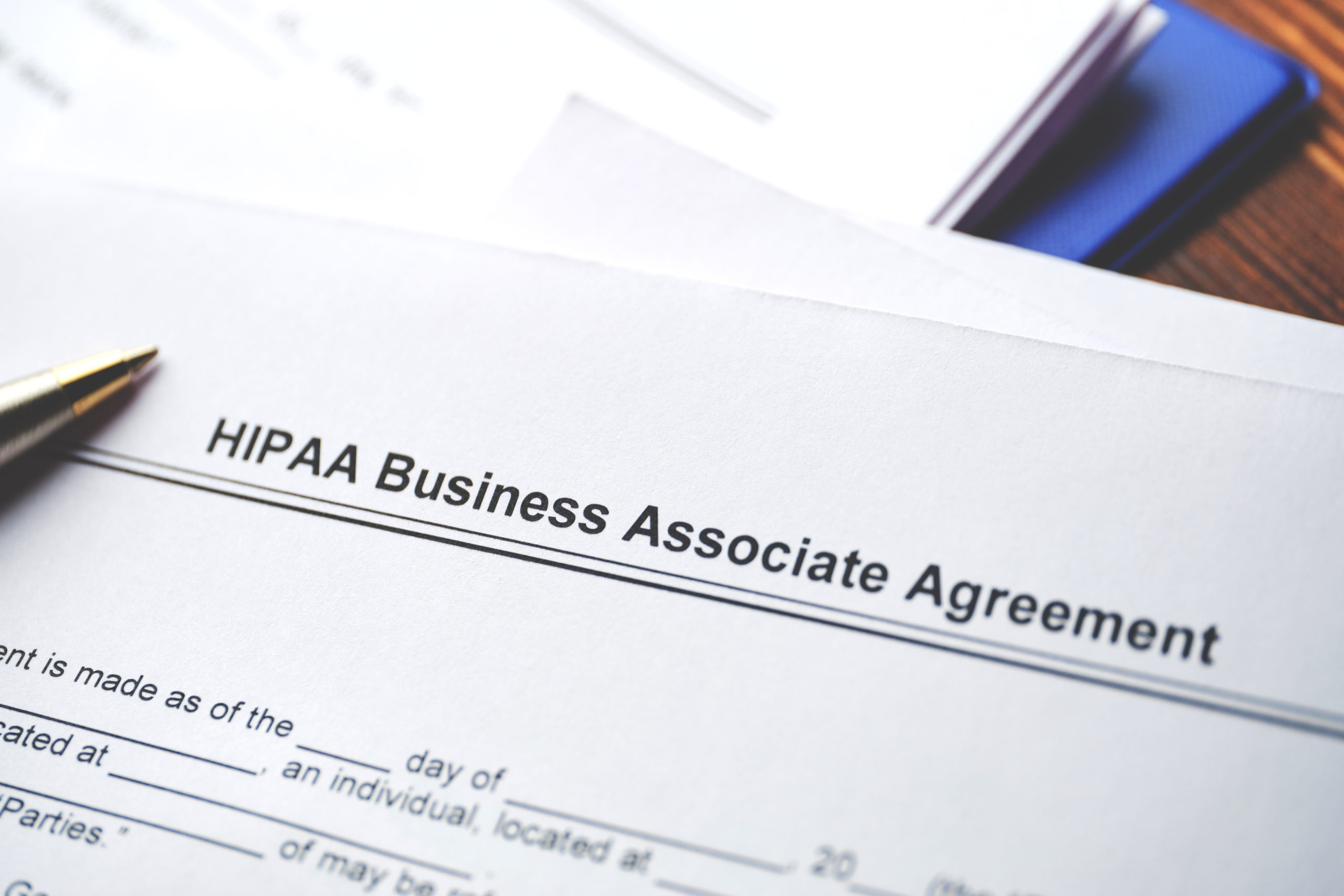 Legal Document Hipaa Business Associate Agreement On Paper Close Up